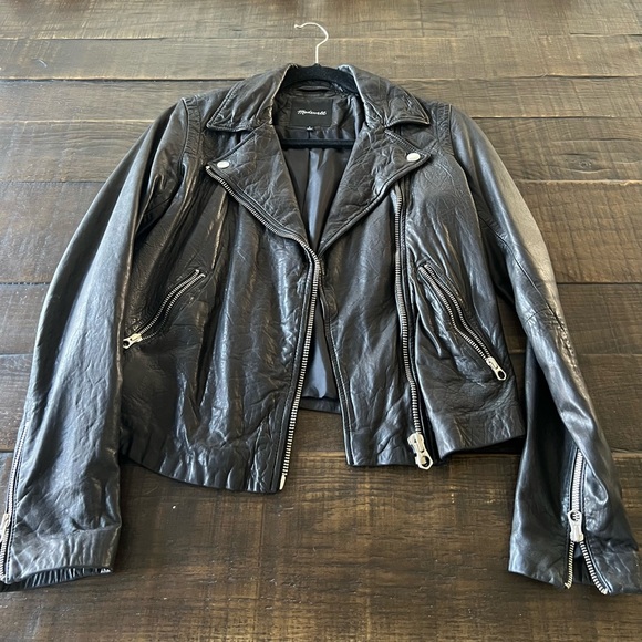 Madewell Black Washed Leather Jacket - Picture 1 of 3